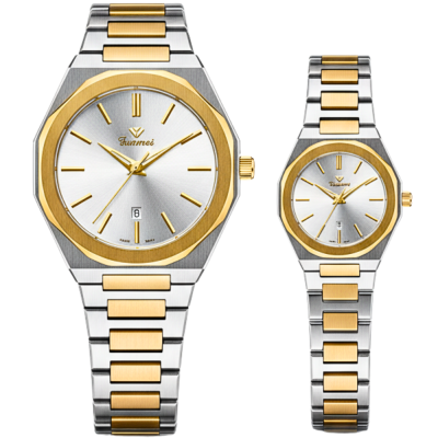 Đồng hồ đôi Funmei F8035 – Couple “Royal Edge” | Máy Nhật, dây thép, chuẩn sang trọng